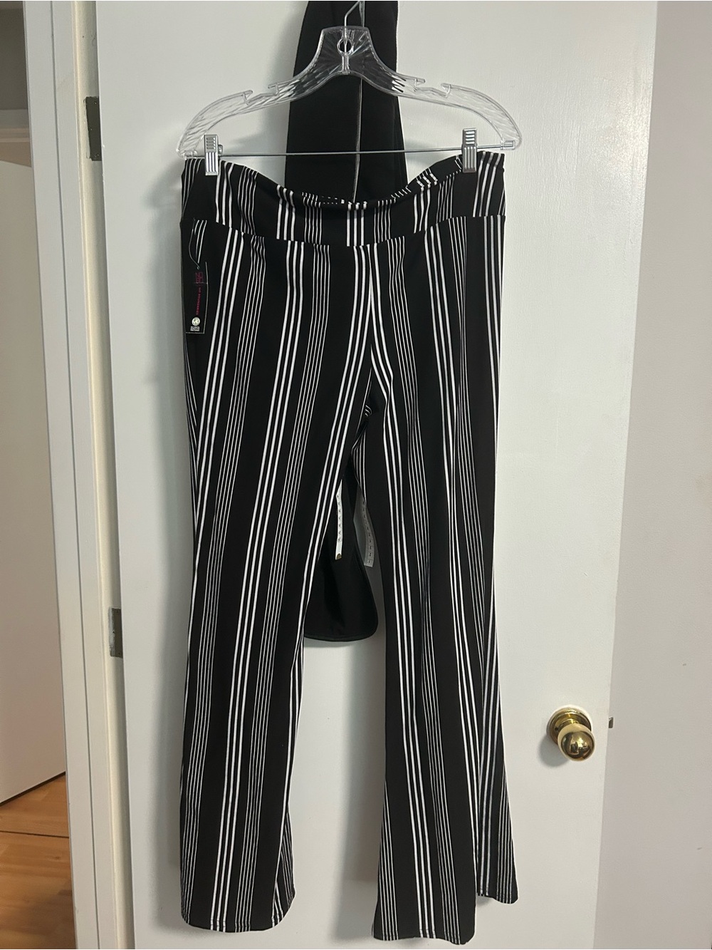 No Boundaries Black and White Vertical Stripe Straight-Leg Pants
